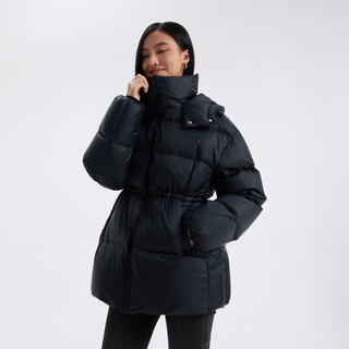 Gap 女装按扣立领连帽羽绒服 黑色 XS(155/76A)