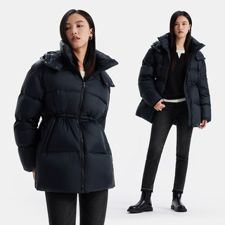 Gap 女装按扣立领连帽羽绒服 黑色 XS(155/76A)