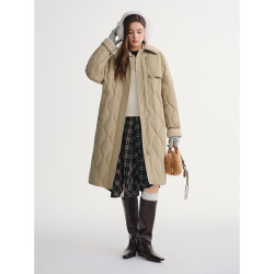 独束 大码女装复古撞色羽绒服2025撞色白鸭绒休闲外套 藏青色 2XL