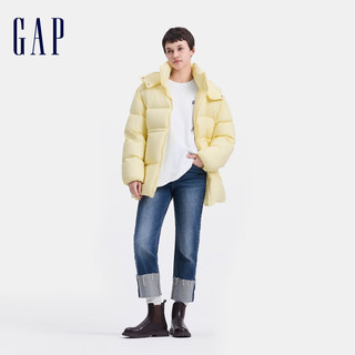 Gap 盖璞 女装按扣立领连帽羽绒服 暖黄色 XS(155/76A)