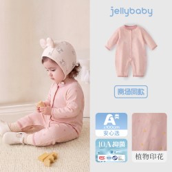 jellybaby 婴儿连身衣秋季新生儿满印爬服小月龄衣服长袖宝宝秋衣