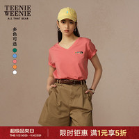 TEENIE WEENIE V领短袖T恤 中粉色 S