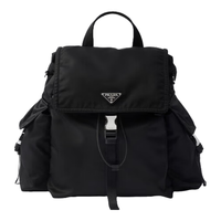 PRADA 普拉达 Explore Re-Nylon与牛皮革双肩背包 黑色
