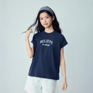佐丹奴 纯棉字母印花女式T恤2026夏季小高领针织连袖短袖T恤女款