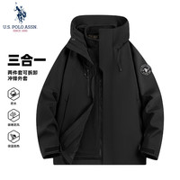 U.S. POLO ASSN. 冲锋衣三合一抓绒户外登山服夹克外套