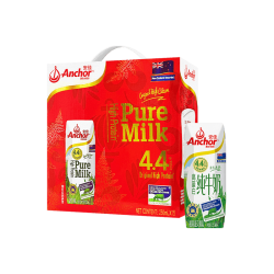 安佳 进口4.4g蛋白全脂纯牛奶学生早餐奶礼盒装 250ml*15