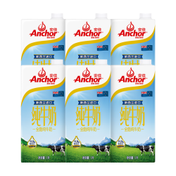 安佳 3.6g乳蛋白 全脂牛奶 1L*6盒