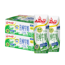 安佳 进口4.4g蛋白高钙全脂纯牛奶早餐奶 250ml*24盒x2箱