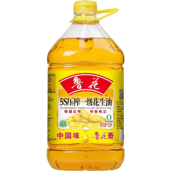 鲁花 花生油5S压榨一级物理食用油5L特香纯正煎炒烹炸家用桶装