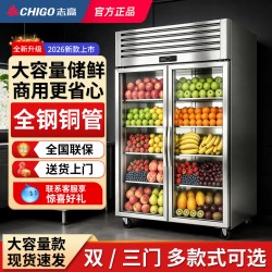 志高 蔬菜保鲜柜双门三门冰箱商用冷藏立式超市冰柜饮料水果展示柜