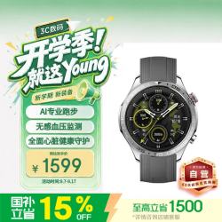 荣耀 5 Pro 智能手表 46.3mm 蓝牙版 灰色氟橡胶表带