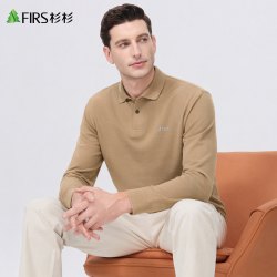 杉杉 100%棉翻领长袖T恤
