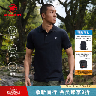 MAMMUT Matrix 男士户外运动速干衣透气短袖百搭舒适polo衫 黑色印花-PRT1 S