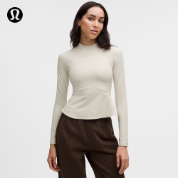 lululemon 女士下摆微喇半高领长袖 T 恤 LW3KAFS 骨白 XL