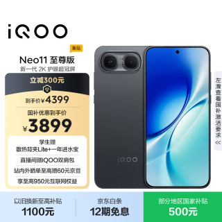 vivo iQOO Neo11 至尊版 16GB+512GB疾影黑 2K护眼超冠屏 9100mAh蓝海大电池天玑9500M电竞游戏学生手机