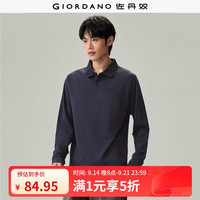 佐丹奴 13016613 纯棉刺绣翻领 POLO衫 军蓝 L