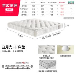 全友 家居乳胶层弹簧床垫软硬适中卧室家用席梦思20cm厚