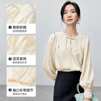 尚都比拉 国风新中式镂空流苏盘扣  女士衬衫