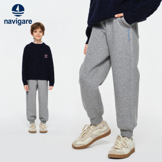 navigare 意大利小帆船童装男童裤子儿童运动休闲裤中大童运动外穿长裤 休闲横机花灰 140