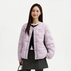 坦博尔 轻薄羽绒服女韩版菱格短款秋冬小个子外套 云涧粉 M (165)