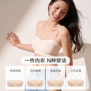 曼妮芬 隐形无痕粉底液抹胸内衣 星空黑 L(165)