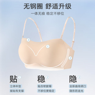 曼妮芬 隐形无痕粉底液抹胸内衣 星空黑 L(165)