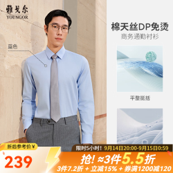 雅戈尔 长袖衬衫男素色保暖衬衫保暖御寒 浅蓝色VLDP114782IJY 41