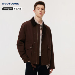 NVG·YOUNG 意大利小帆船秋冬季美拉德男士潮流宽松休闲工装翻领夹克保暖外套