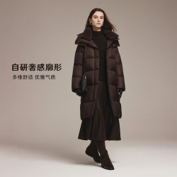 坦博尔 中长宽羽绒服新款布朗尼加厚保暖舒适外套TB5520752Z 臻奢咖啡 M