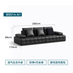 林氏家居 BS514 轻奢劳伦斯生态皮布艺沙发 直排三座