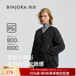 冰洁 BINJORA 25F秋冬新款轻薄短款羽绒服女简约保暖夹克外套 黑色 XS 155/80A