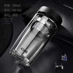cille 希乐 双层玻璃杯 隔热过滤 380ml 红色