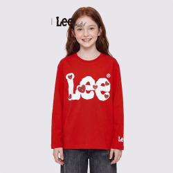 Lee 春秋装男女中大童长袖T恤纯棉儿童衣服校园学生内搭上衣爱心印花