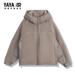 鸭鸭羽绒服 男女同款2026年秋冬连帽摇粒绒保暖短外套