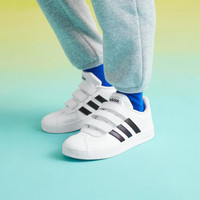 adidas 儿童「T头鞋」魔术贴运动休闲板鞋小白鞋德训鞋DB1837 白色 34