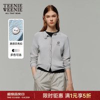 TEENIE WEENIE 小熊针织开衫女2025年春夏学院风高智感圆领针织毛衣外套女 中灰色 S