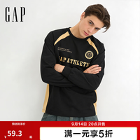 Gap 男女装秋季logo纯棉圆领长袖T恤  854726 黑色