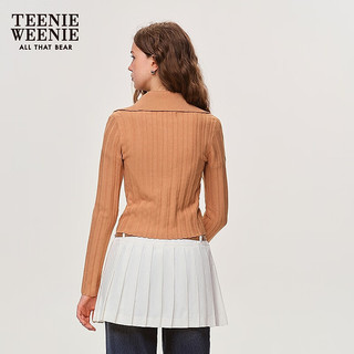 TEENIE WEENIE 复古翻领拉链针织开衫