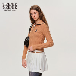 TEENIE WEENIE 复古翻领拉链针织开衫