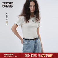 TEENIE WEENIE 小熊刺绣正肩修身短袖T恤 象牙白 S