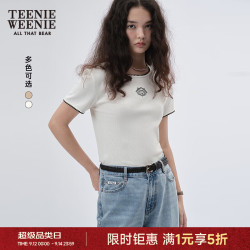 TEENIE WEENIE 小熊刺绣正肩修身短袖T恤 象牙白 S