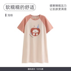 芬腾 可爱风卡通印花睡裙 女士短袖纯棉宽松家居服睡衣