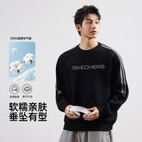 斯凯奇 秋季条纹拼接套头卫衣日常休闲运动长袖上衣男卫衣
