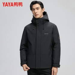 鸭鸭羽绒服 鸭鸭 户外工装羽绒服男连帽厚款外套