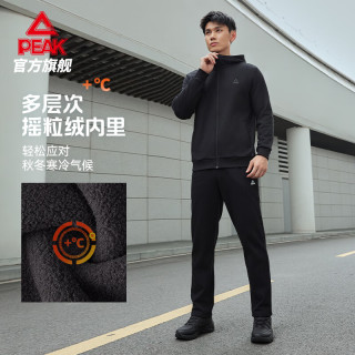 匹克 运动裤男款跑步长裤秋季直筒针织休闲裤卫裤梭织裤子 黑色-加绒款-男款-354001 M