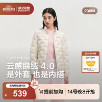 波司登 26新款秋季户外轻暖鹅绒羽绒服女短款立领防风时尚外套B260135034 云舞白8K71 M 165/88A