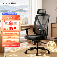 夏草木 Fit-CC人体工学椅电脑椅办公椅久坐家用舒适椅 黑色