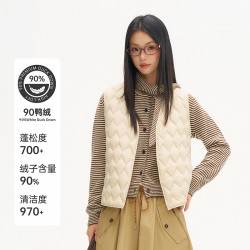 雅鹿 羽绒马甲女士轻薄款外套秋冬保暖内搭90绒高蓬外穿背心羽绒服