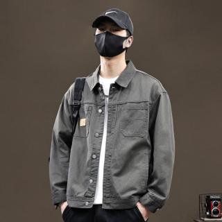 唐狮 宽松韩版春秋青年休闲翻领牛仔外套百搭上衣夹克男