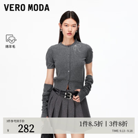 VERO MODA VEROMODA针织衫新款含绵羊毛钉钻可拆卸袖上衣325345007 花岗石灰色加花色 XS